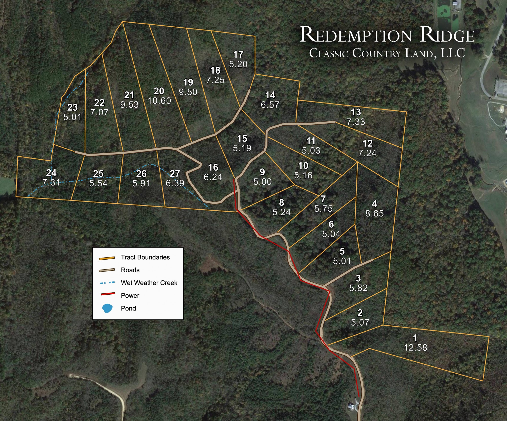 Plat map for Redemption Ridge in Wayne County, Tennessee